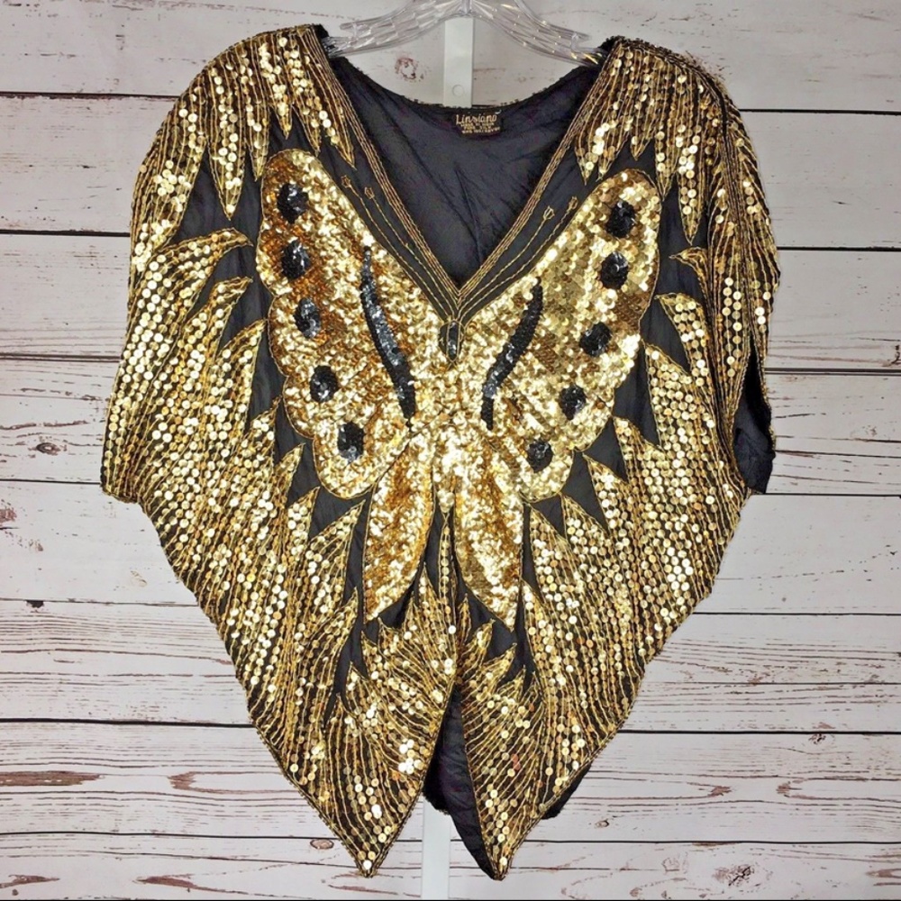Linsiano vintage beaded silk blouse size small - Picture 1 of 7